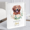 Golden Retriever Pet Memorial Peach Gold Floral Wreath Gift Acrylic Block