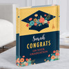 Graduation Hat Pretty Flowers Congrats Navy Yellow Gift Acrylic Block