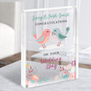 Congratulations Your Wedding Day Love Birds Floral Gift Acrylic Block
