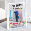 Thank You Teacher Photo Bright Colourful School Personalised Gift Acrylic Block