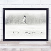 The Snow World bird flying deer's black and white trees Wall Art Print