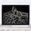 Black & White creepy tree roots man religious standing Wall Art Print