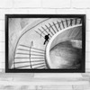 Curve Staircase Spiral Architecture Monochrome Pattern Wall Art Print