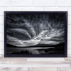 Landscape Mountain Cloud Wind Monochrome Black & White Wall Art Print