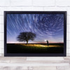 The Night Hunter shooting stars lonely trees landscape Wall Art Print