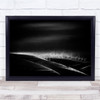 Black & White Electric Wind Turbines Field View Moody Wall Art Print