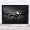 Black & White Light Chain Lock Butterfly Metal Locked Wall Art Print