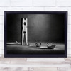 Boat Clothes Pins Black & White Still Life Conceptual Wall Art Print