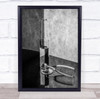 Broken Glass wine bottle liquid drink black and white Wall Art Print