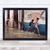 Havana Flood Flooding fish graffiti Cuba Girls Water Wall Art Print