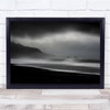 Ocean New Zealand South Island Sky Rocks Black White Wall Art Print