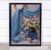 Wild Flowers Camomile's Yellow Still Life Blue Daisy Wall Art Print