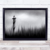 Black & White Lighthouse Blur Mood Cloudy Sky Field Wall Art Print