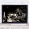 Street Alley Farmhouse Village Animals Sheep Shadow Wall Art Print