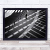 Black & White Street Stripes Shadows Man Waiting l Wall Art Print