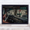 Cuba Havana Taxi driver Malecon Taxi Drive Driving Wall Art Print
