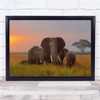 Elephants Panorama Africa Tree Family Cub Amboseli Wall Art Print