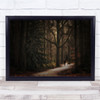 Forest path Dark Person Dog Green Winter Landscape Wall Art Print