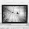 Sitting Birds Staircase Funny Humour Black & White Wall Art Print