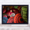 The Maker Asian woman oriental umbrellas colourful Wall Art Print