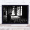 1Prayer man kneeling windows church Black & White Wall Art Print