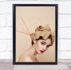 Beige Girl Model Woman Face Hat Portrait Untitled Wall Art Print