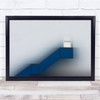 Blue Stairs Abstract Facade To Door White Minimal Wall Art Print