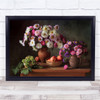 Bouquet Flowers Decor Indoor Asters Grapes Apples Wall Art Print