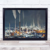 Factory Industrial Night Chimney Pollution Global Wall Art Print