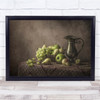 Grapes Pears Apples Rustic Water Vase Table Sheet Wall Art Print