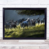 Horses Lipizzaner Gallop Silhouette blurry nature Wall Art Print