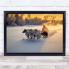 Landscape Reindeer Pulling Sleigh In Snow At Dusk Wall Art Print