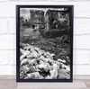 Reorganization destroyed houses broken mannequins Wall Art Print