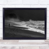 Serenity Waves crashing beach Sea black and white Wall Art Print