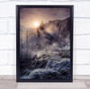 Jiuzhaigou China mountain waterfall sunrise tree Wall Art Print