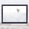 Landscape footprints tree snow tree birds flying Wall Art Print