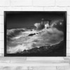 Sea Waves Storm Seascape Landscape Black & White Wall Art Print