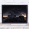 Spain Castle Ruin Milkyway Stars Night Dark View Wall Art Print