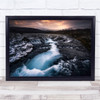 Bruarfoss Iceland River Blue Winter Snow Sunset Wall Art Print