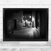 Curious Cat Street Black White Streetlight Dark Wall Art Print