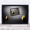 Humour Pears Colours Fruits Yellow Frame Canvas Wall Art Print