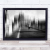 Photo Souvenir With Castle blurry Black & White Wall Art Print