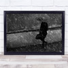 Winter Street Snowfall Umbrella Black White Bag Wall Art Print
