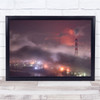 Landscape fog lights cloudy mood tower red sky Wall Art Print