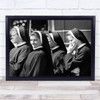 Nun Smiling Humour Face Expression Black White Wall Art Print