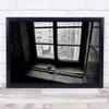 Window view cigarette ash tray black and white Wall Art Print