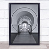 Into The Unknown circular escalator downwards Wall Art Print