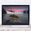 Landscape Waterfall Long Exposure sunset pink Wall Art Print