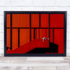 Red Wall Staircase Model fashion Architecture Wall Art Print