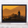 Shepherd Sheep Cattle Livestock Yellow Animal Wall Art Print